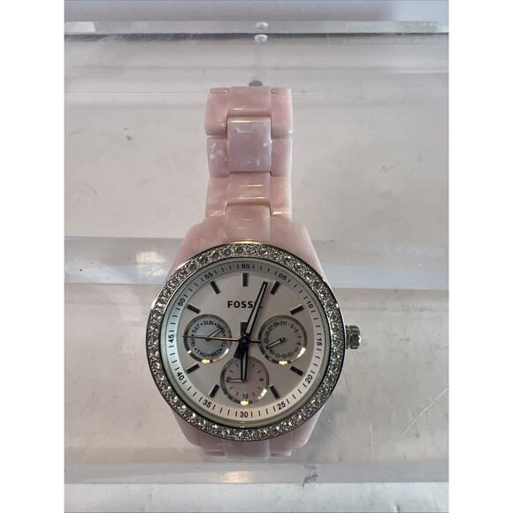 FOSSIL Women\'s WHITE CHRONO CRYSTAL RESIN WATCH - Needs New Batte- Model ES-2791 main image 7